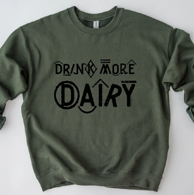 Women's Blouse for PartyBranded Drink More Dairy Crewneck (S-3XL) - Multiple Colors!