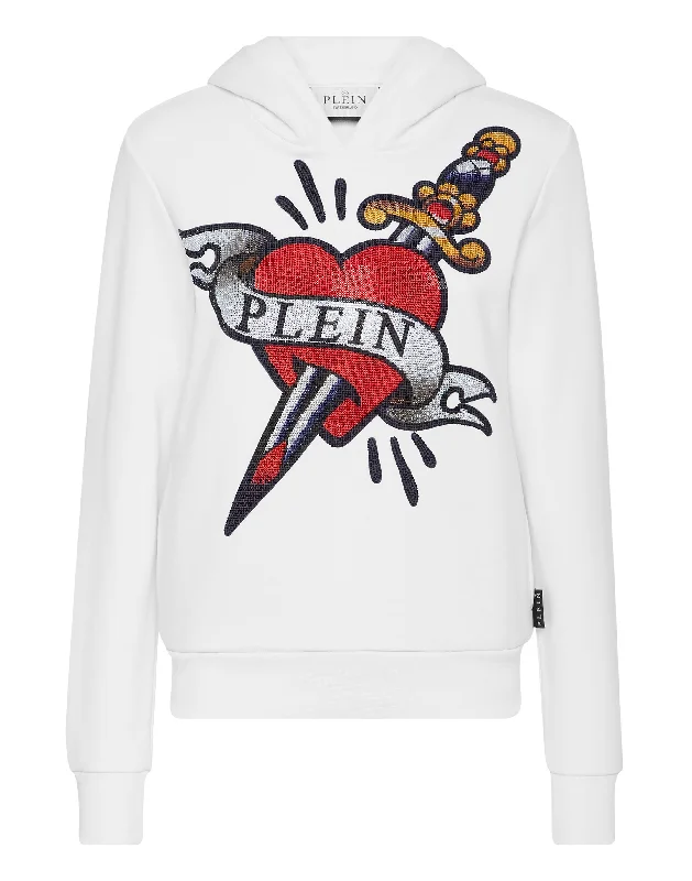 Women's Blouse with Shawl CollarCropped Hoodie Man Fit Love Tattoo