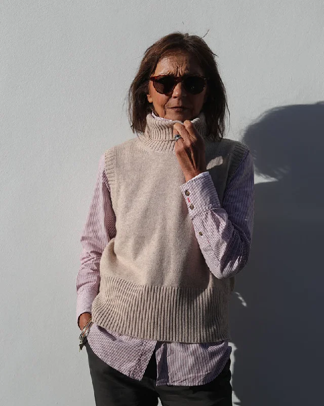 Women's Blouse with Square CollarThe Pippa Polo | Cashmere-lambswool | Burnt Oat