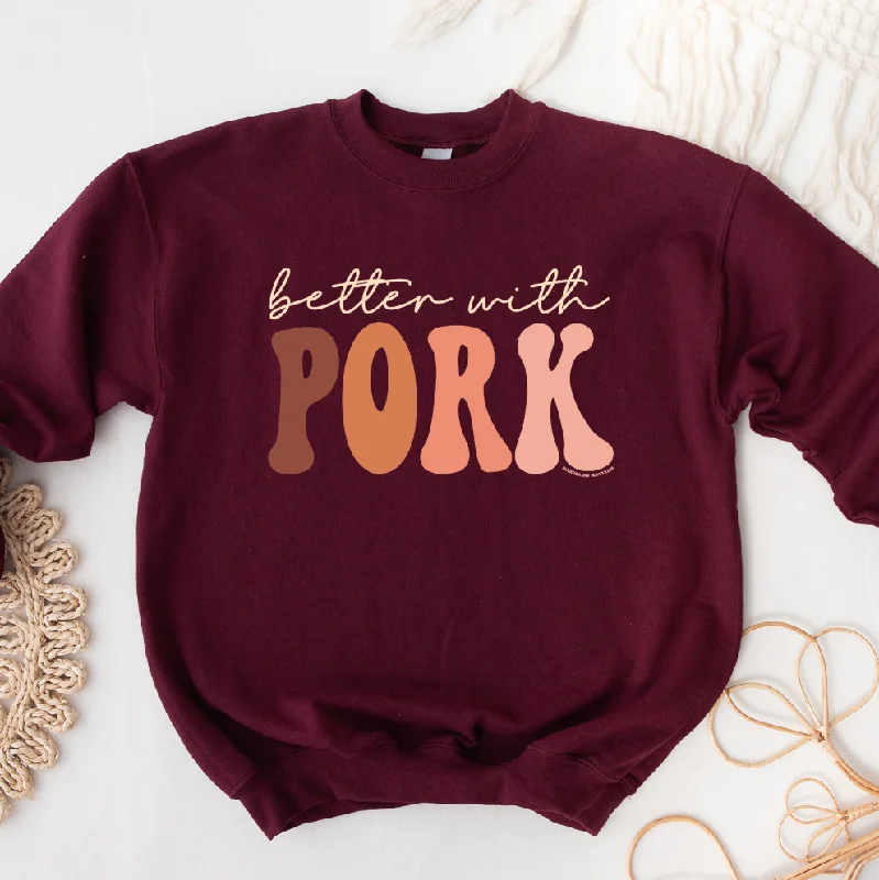 Women's Blouse with Sweetheart NeckBetter With Pork Crewneck (S-3XL) - Multiple Colors!