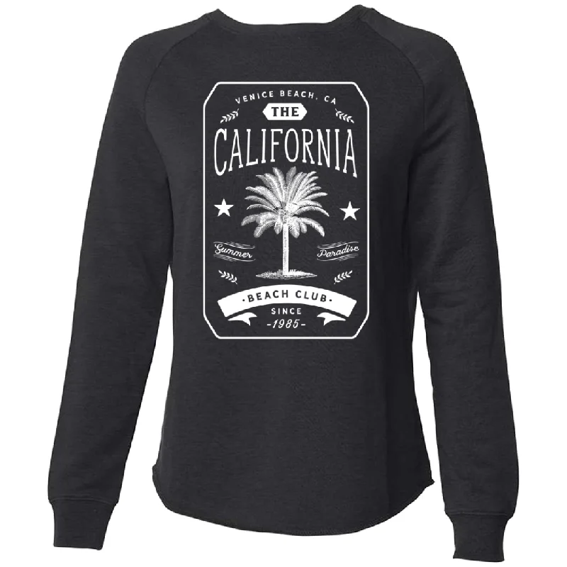 Women's Blouse with Boat CollarCalifornia Beach Club White Print Super Soft Crewneck Sweater Women's Blouse with Boat CollarCalifornia Beach Club White Print Super Soft Crewneck Sweater