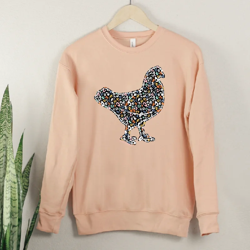 Women's Blouse with Collarless DesignColorful Cheetah Chicken Crewneck (S-3XL) - Multiple Colors!