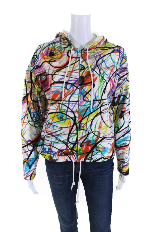 Women's Patterned BlouseJeremy Scott Womens Multicolor Graffiti Print Full Zip Long Sleeve Hoodie Women's Patterned BlouseJeremy Scott Womens Multicolor Graffiti Print Full Zip Long Sleeve Hoodie