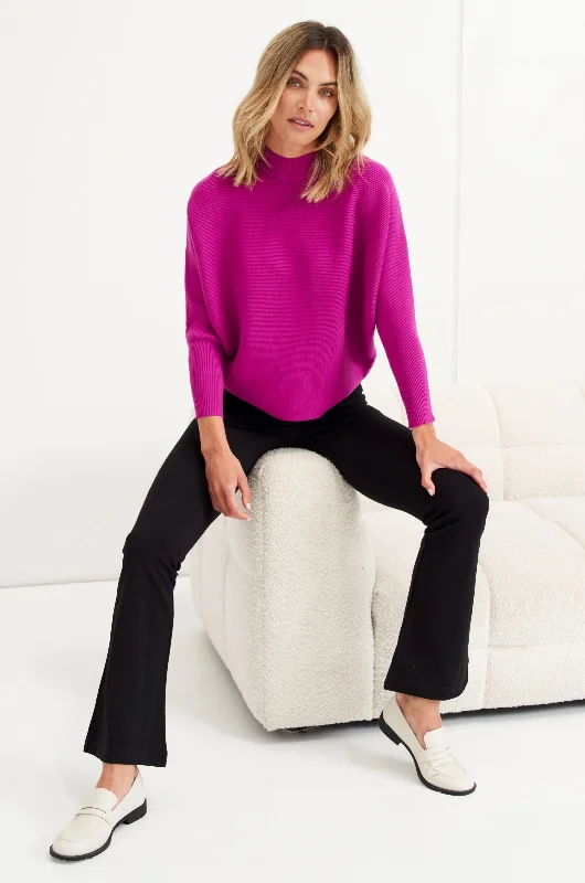Women's Blouse with Mandarin CollarBetty Basics Alicia Knit Jumper Boysenberry