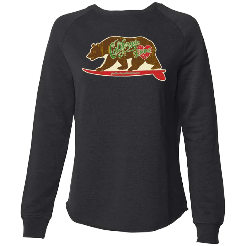 Women's Blouse with V-Shaped CollarCalifornia Love Vintage Surfboard Super Soft Crewneck Sweater Women's Blouse with V-Shaped CollarCalifornia Love Vintage Surfboard Super Soft Crewneck Sweater