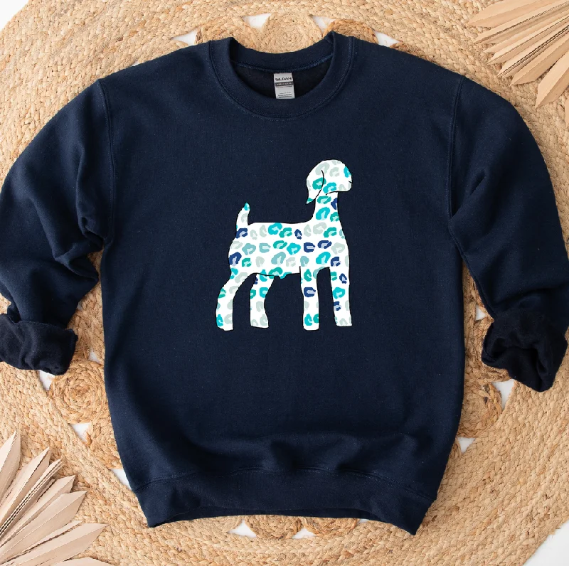 Women's Blouse with Sweetheart NeckTurquoise Cheetah Goat Crewneck (S-3XL) - Multiple Colors!