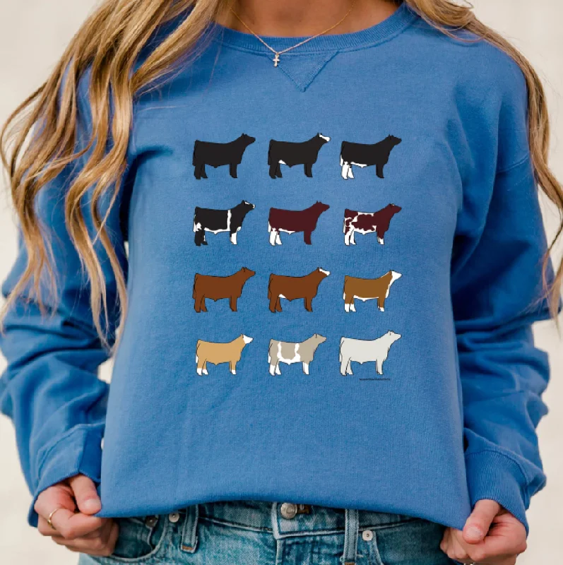 Women's Blouse with Gathered SleevesSteer Breeds Crewneck (S-3XL) - Multiple Colors!