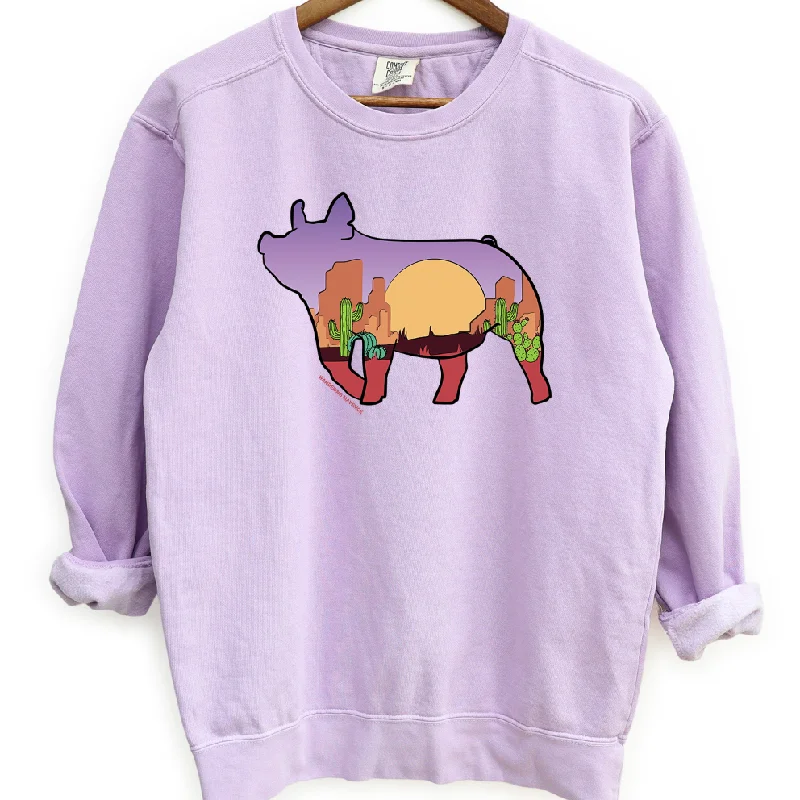 Women's Blouse with Gathered SleevesDesert Pig Crewneck (S-3XL) - Multiple Colors!