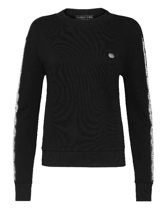 Women's Blouse with Mid-LengthHoodie sweatshirt Crystal