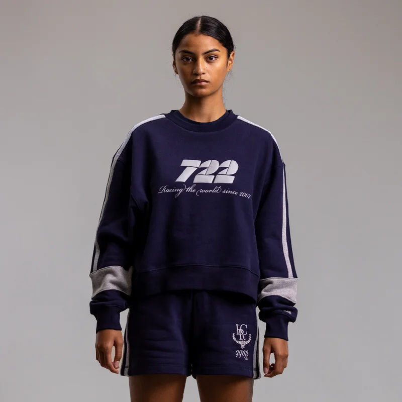Women's Blouse with Keyhole CollarIlabb Athletic Extra Crew Navy Grey Marle