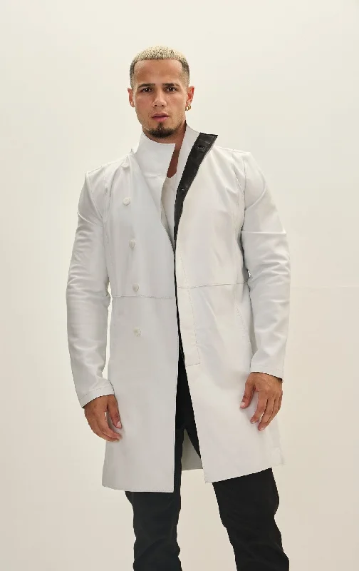 men's leather bomber jacketGenuine Leather Rebel Jacket - White Black