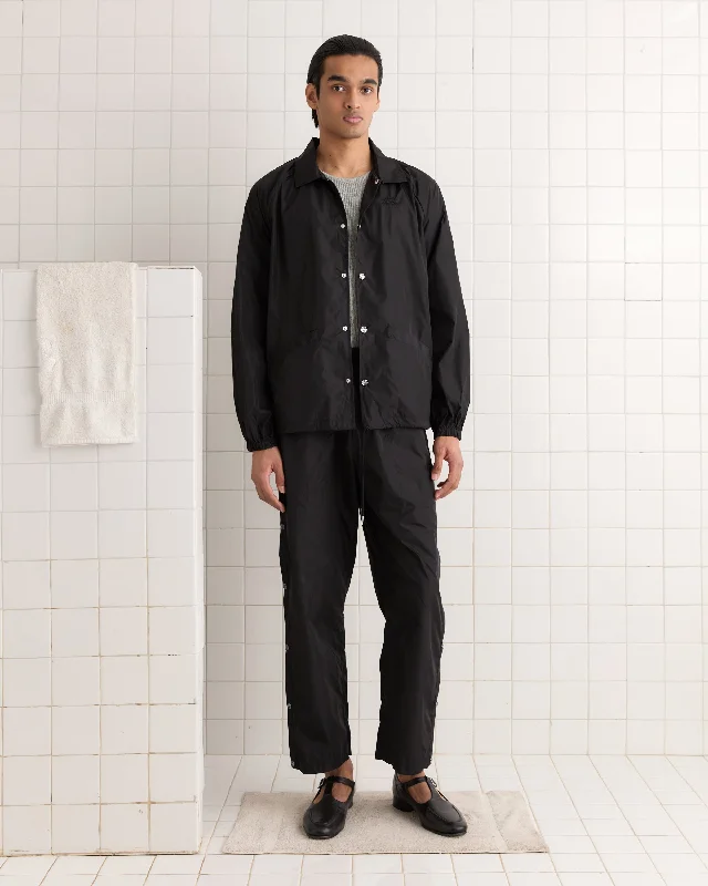 men's bomber jacket with patchesNylon Track Jacket - Black