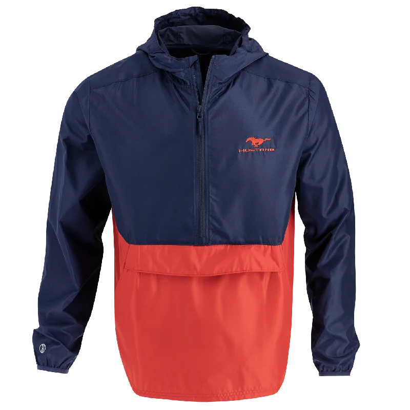men's lightweight trench coatFord Mustang Logo Men's Packable 1/4-Zip Windbreaker Jacket