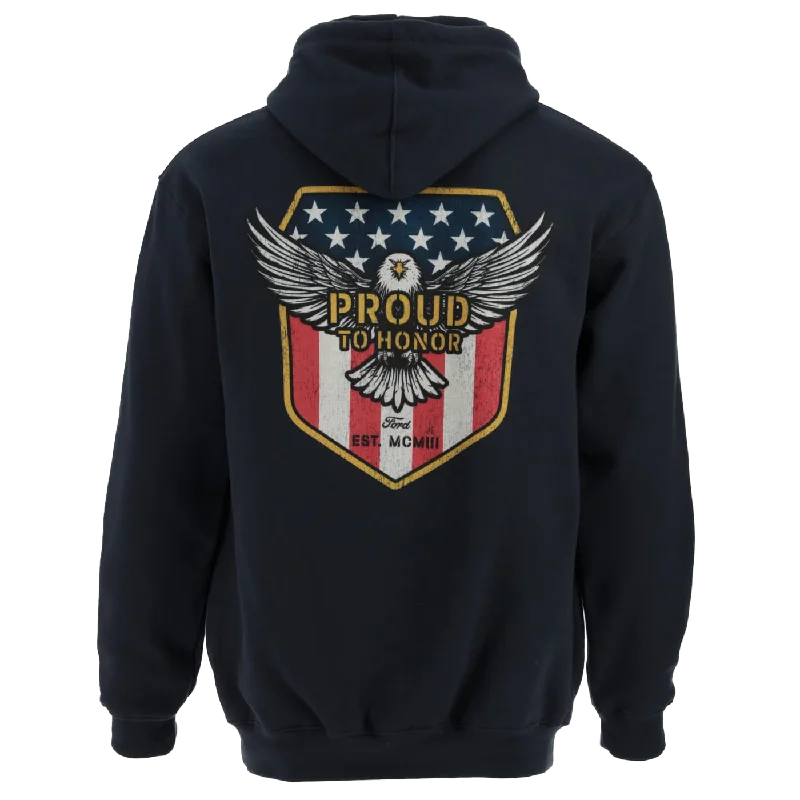 men's leather jacket with embroideryFord Proud To Honor Men's Eagle Hooded Pullover Sweatshirt