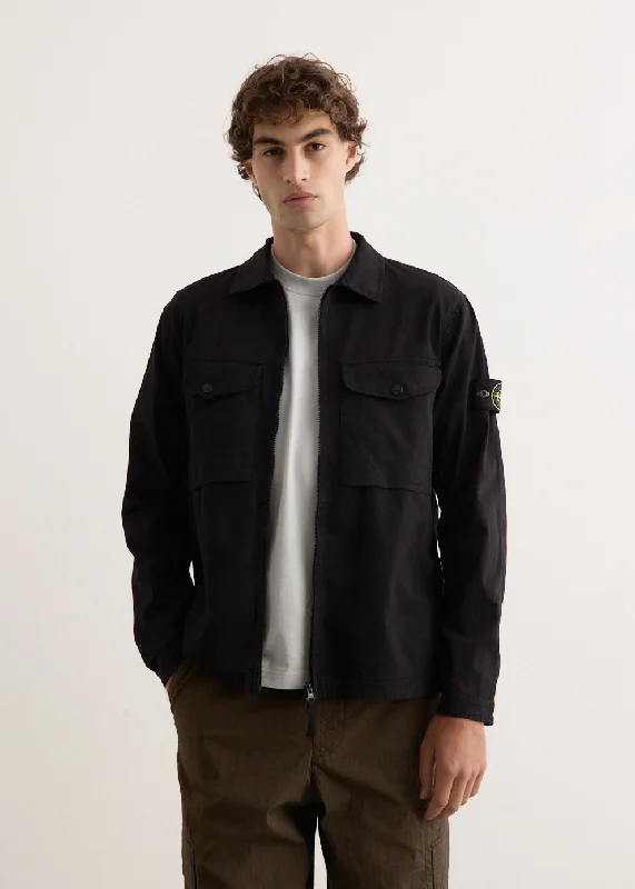 men's slim-fit leather jacketOrganic Stretch Cotton Satin Overshirt