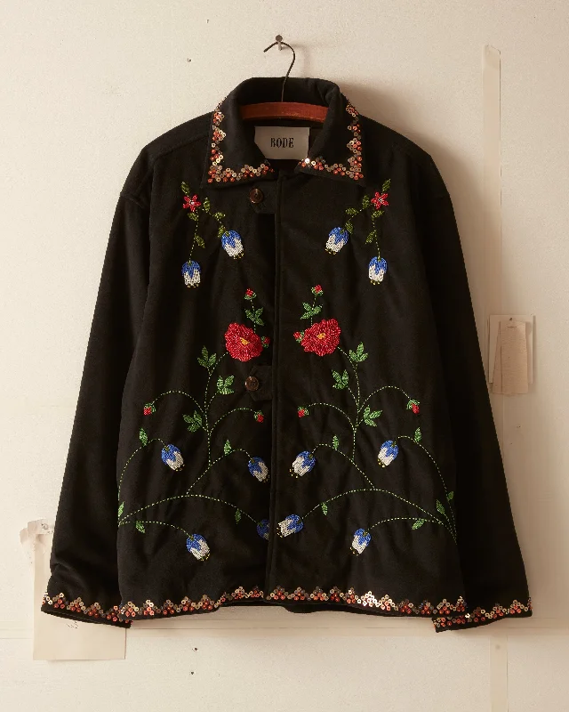 men's slim-fit leather jacketBeaded Garden Vine Jacket
