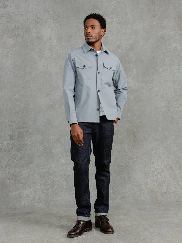 men's tailored blazer with pocketsThe Ventile® Piccadilly Shacket - Azure