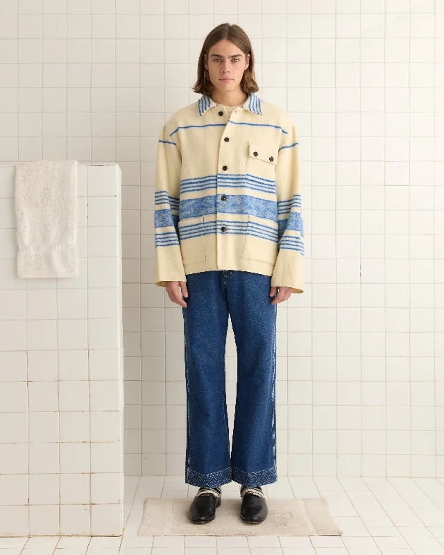 men's parka coat with drawstringsOceanside Stripe Blanket - L/XL