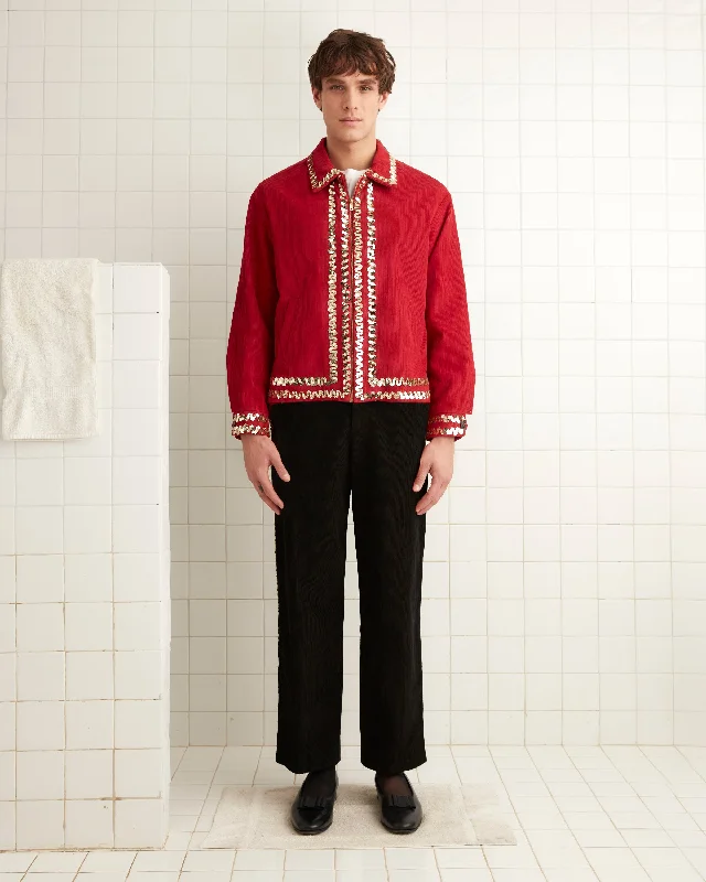 men's denim jacket with patchesBandstand Jacket - Red