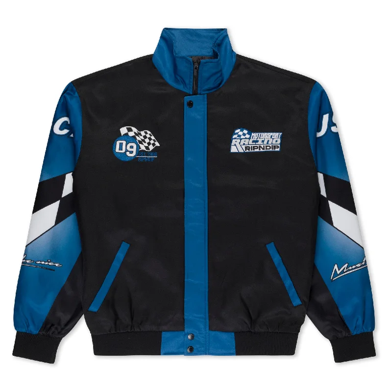 men's denim jacket with rip and repairRipnrace Jacket (Black/Blue)