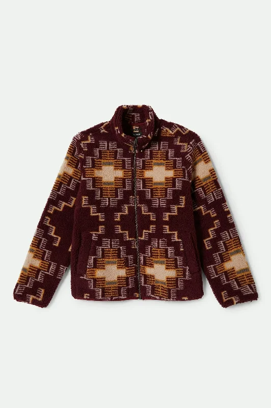 men's denim jacket with leather patchesArctic L/S Fleece Mock Neck Jacket - Light Cabernet