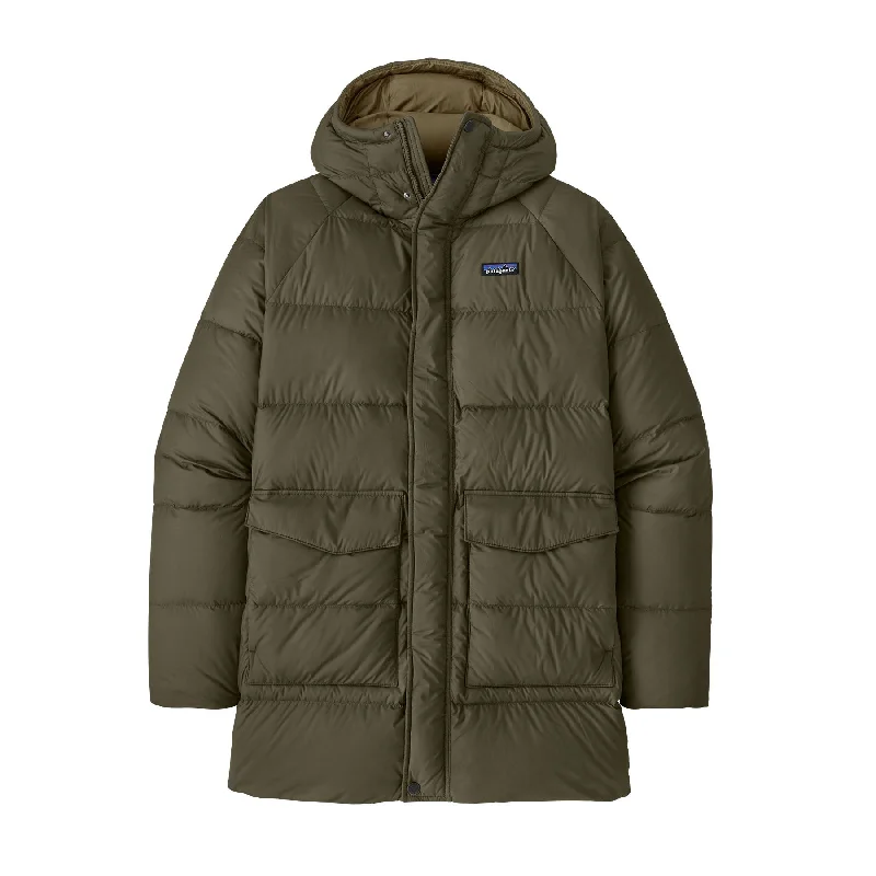 men's wool coat with leather sleevesMen's Silent Down Parka