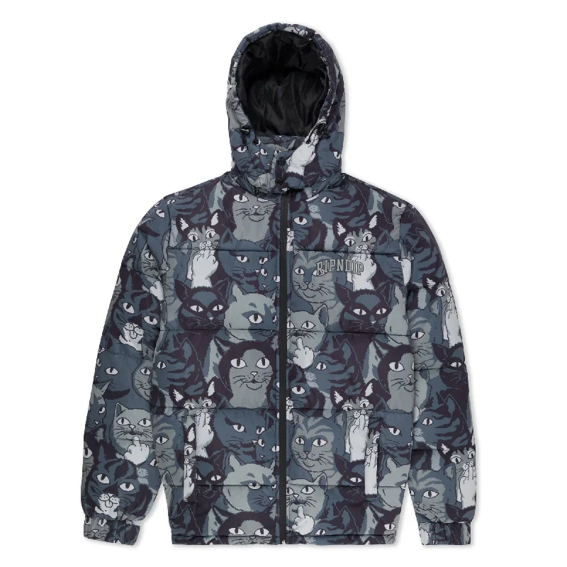men's bomber jacket with contrast stitchingFamily Tree Puffer Jacket (Black)