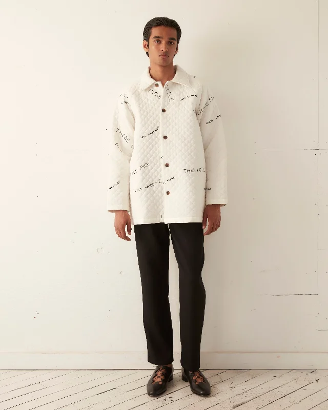 men's insulated parka with pockets and zippersQuilted Little Pigs Jacket