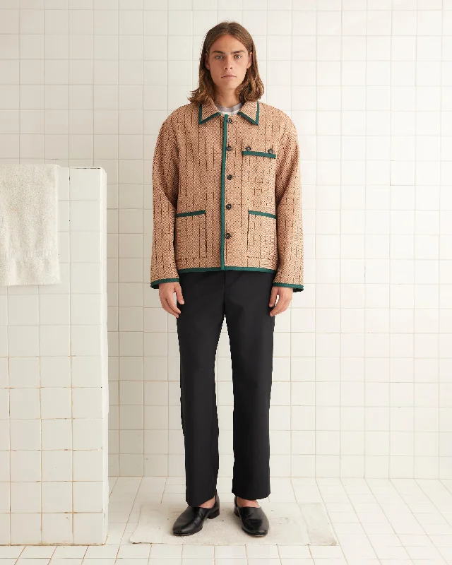 men's shearling coat for extreme coldChevron Grid Jacket