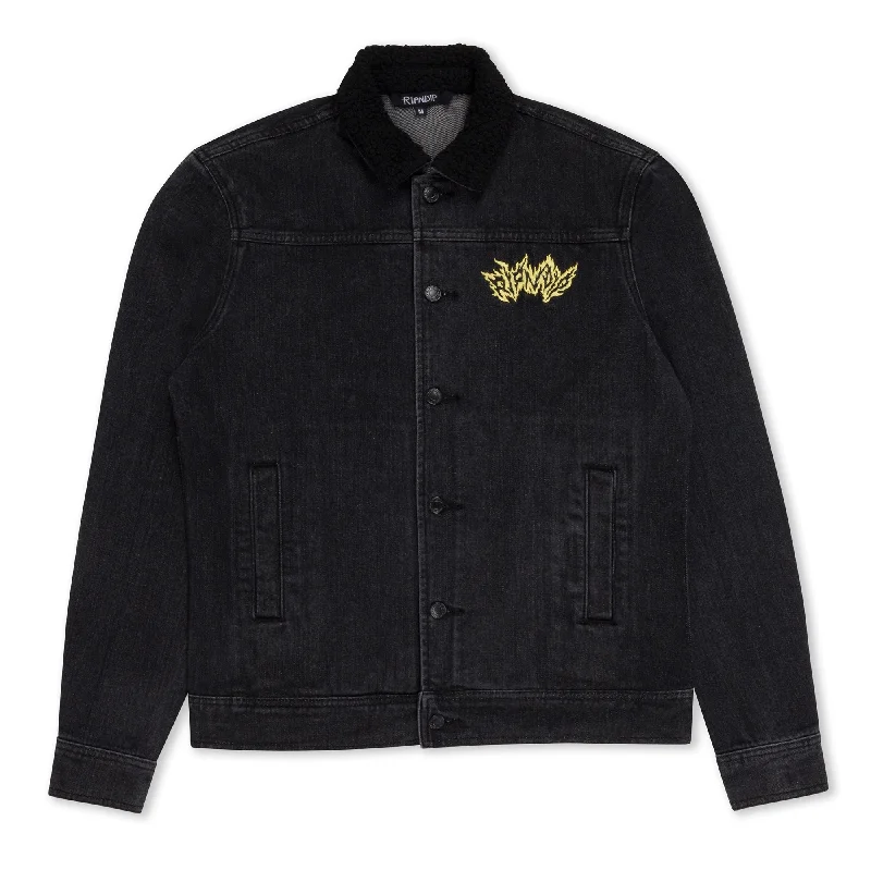men's leather jacket with zip-out liningRipnlit Denim Jacket (Black Denim Wash)