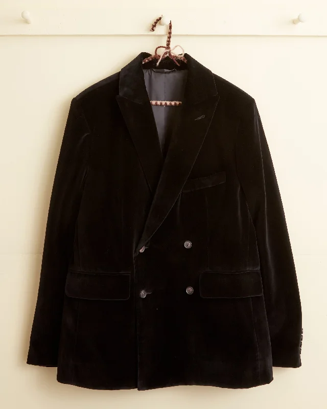 men's wool peacoat with pocketsDusk Velvet Double-Breasted Suit Jacket
