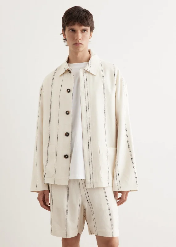men's bomber jacket with contrast stitchingWoven Stripe Resort Jacket