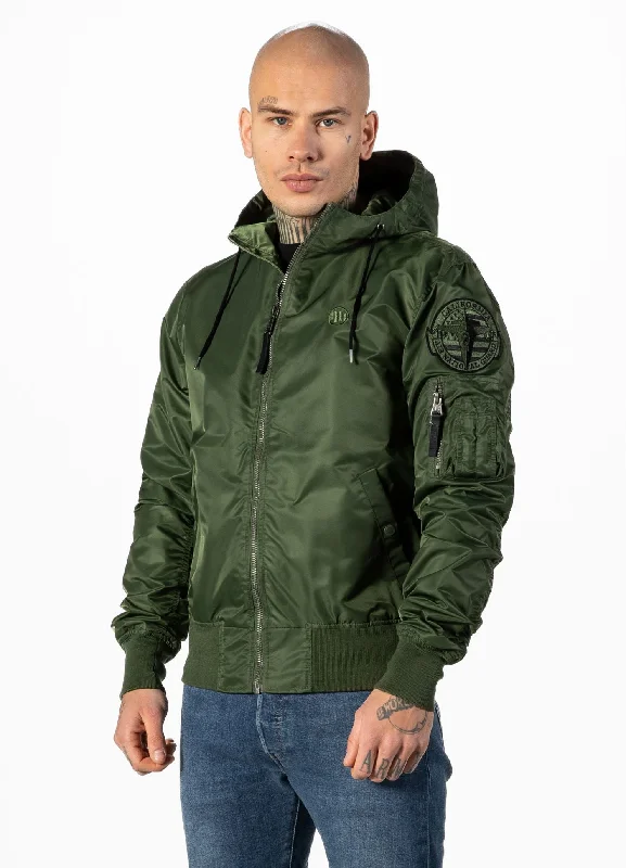 men's slim-fit leather jacketMen's hooded jacket Starwood II - Olive