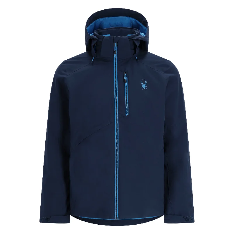 men's leather jacket with embroideryMens Tripoint - True Navy