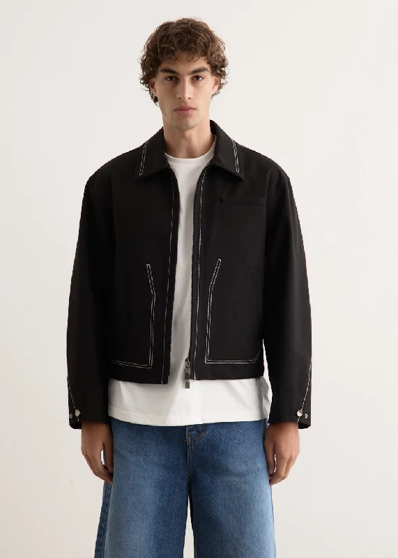 men's denim jacket with rip and repairPiped Jacket