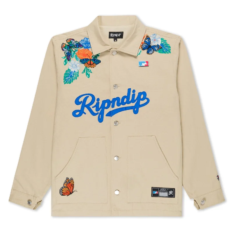 men's wool peacoat with pocketsLos Ripndip Canvas Button Down Jacket (Khaki)