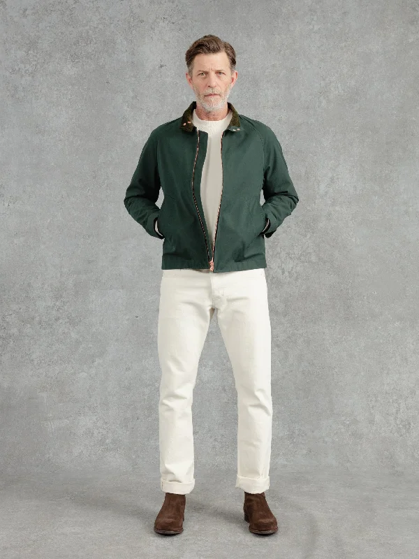 men's wool coat with leather sleevesThe Ventile® Harrington - British Racing Green