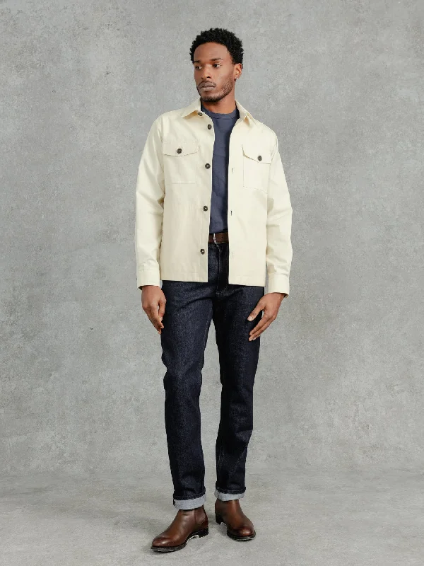 men's denim jacket with embroideryThe Ventile® Piccadilly Shacket - Chalk