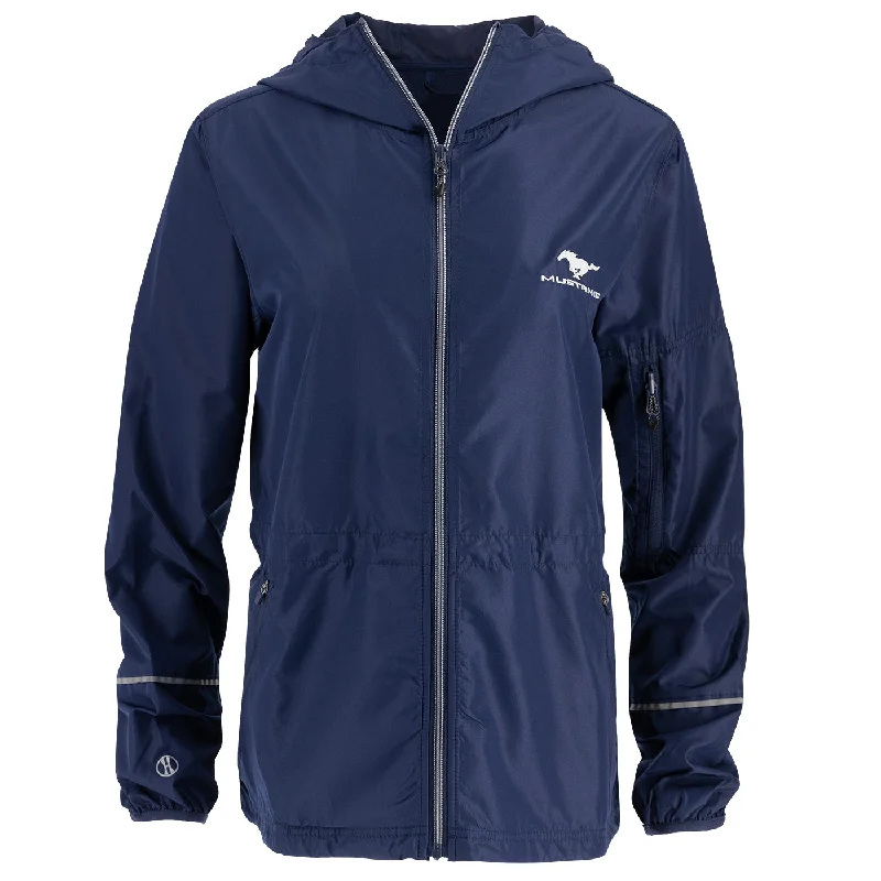 slim-fit men's trench coatFord Mustang Logo Women's Packable Hooded Windbreaker Jacket