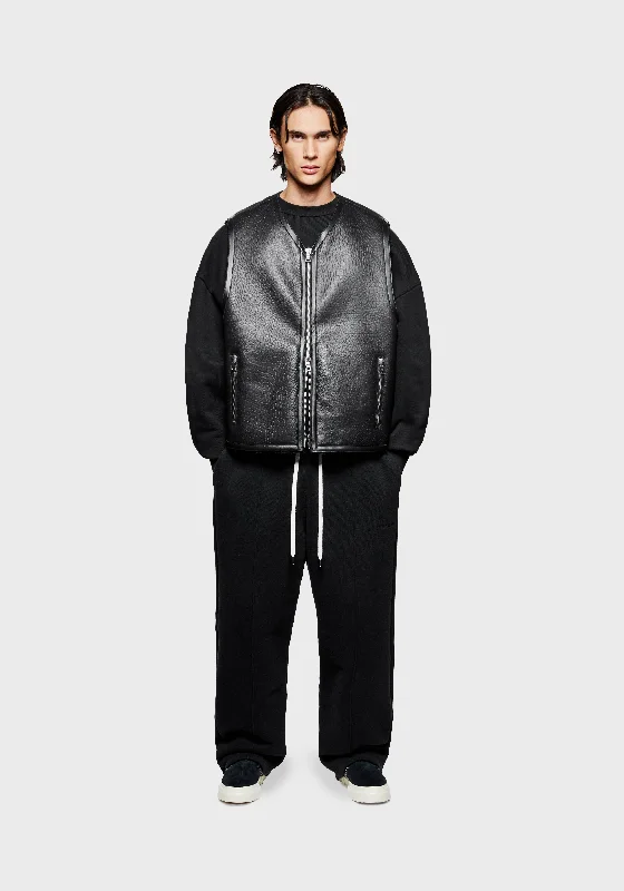 men's leather jacket with pocketsMKI SHEARLING VEST