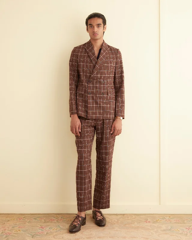 men's peacoat with removable fur collarDunham Plaid Double-Breasted Suit Jacket