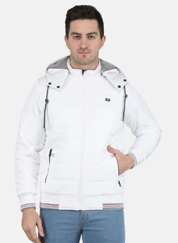 men's trench coat with adjustable cuffsMen White Solid Jacket