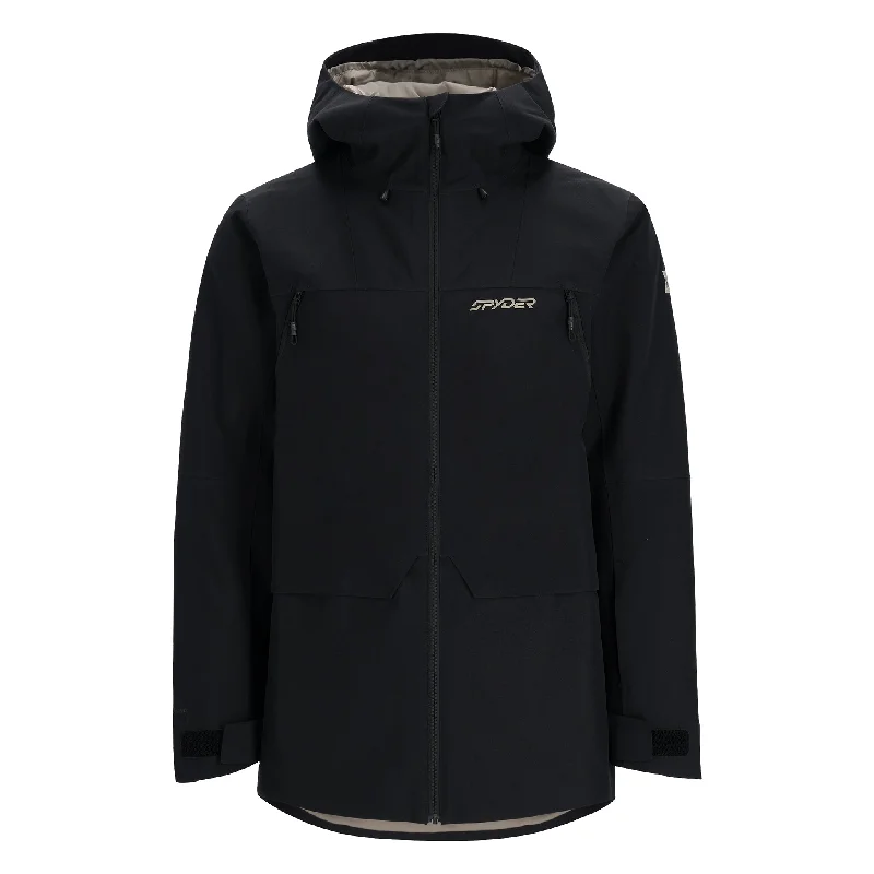 men's denim jacket with leather patchesMens Field - Black