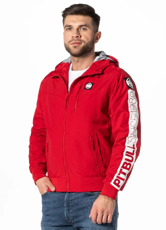 men's tailored blazer with pocketsMen's hooded jacket Cabrillo Summer - Red
