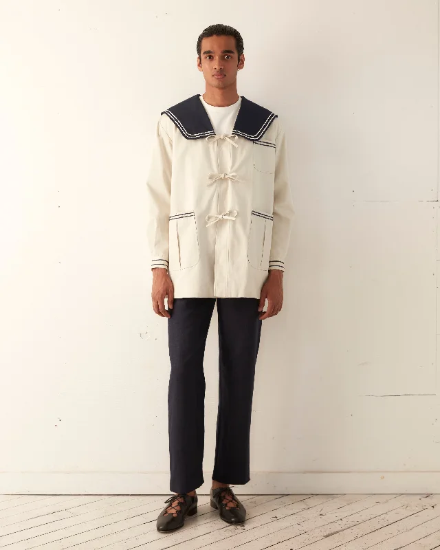 men's parka coat with drawstringsSailor Coat - Cream Navy