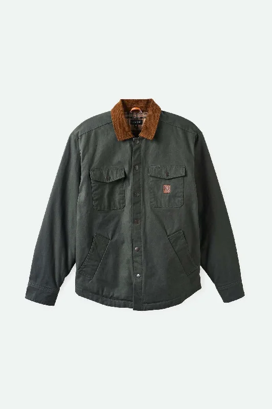 men's insulated parka with pockets and zippersBuilders Durham Waxed Canvas L/S Flannel Lined Jacket - Washed Black