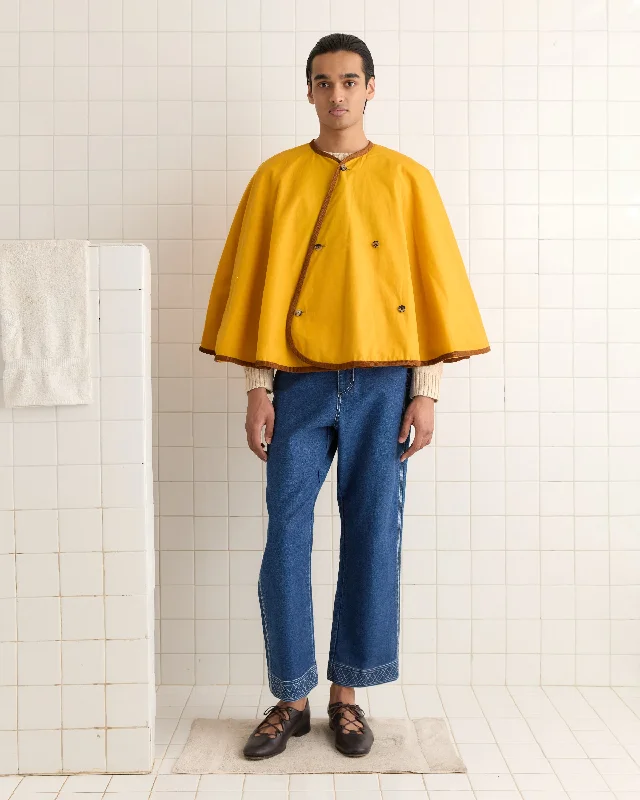 men's distressed leather jacketWaxed Rain Cape - Yellow
