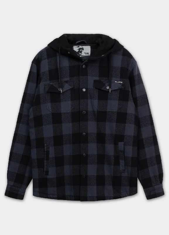 men's quilted vest with pocketsHooded Padded Flannel Shirt Pioneer