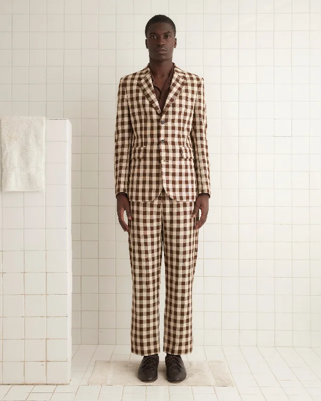 men's lightweight raincoatGilbert Check Single-Breasted Suit Jacket