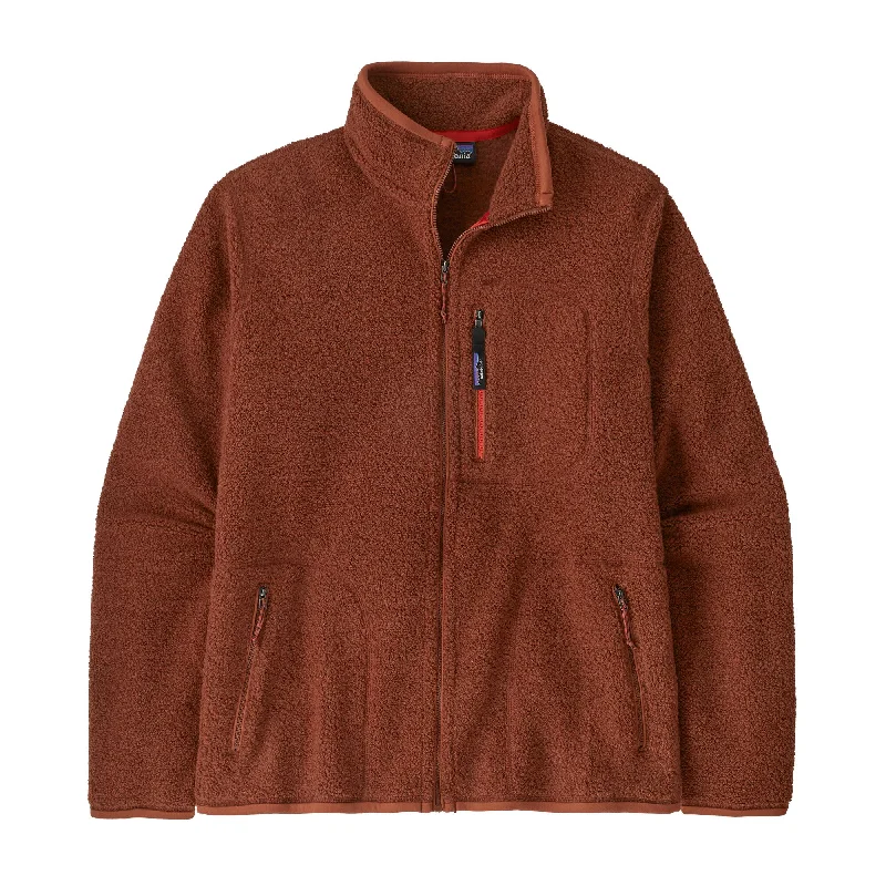 men's leather jacket with snap-front closureMen's Reclaimed Fleece Jacket